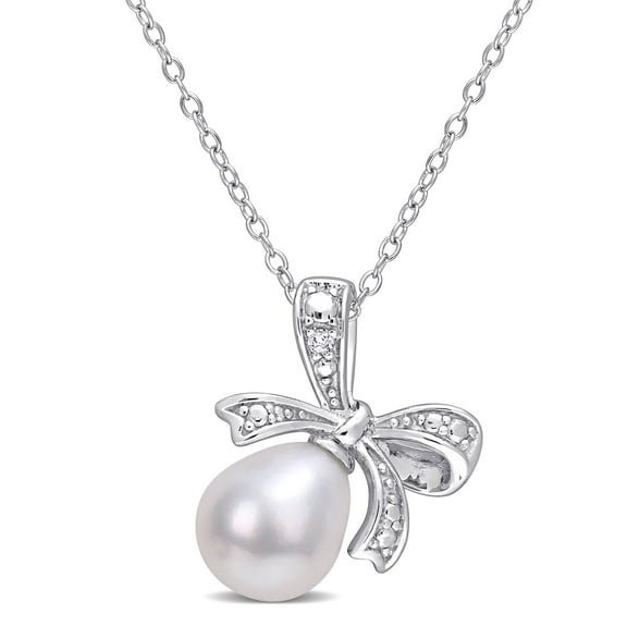 Everly Women's Cultured Pearl and Diamond Sterling Silver Necklace