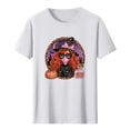 thumbnail image 7 of Yeaiivve Halloween Shirts for Women Short Sleeve Funny Witch Pumpkin Printed Tunic Tops Breathable Casual Graphic Tees Loose Fit Crewneck Blouse L, 7 of 7