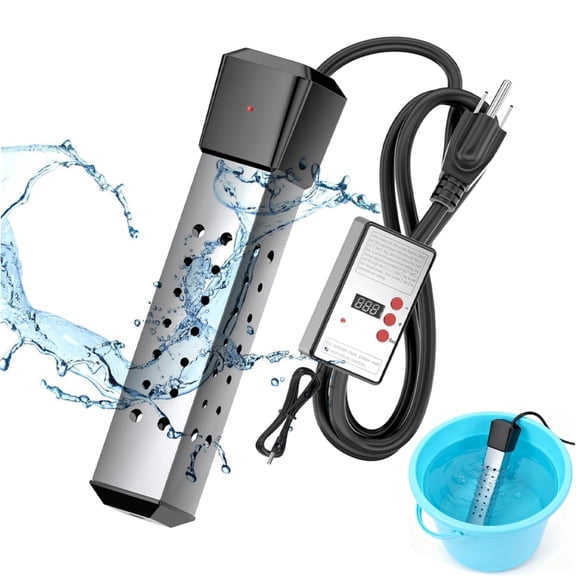 Immersion Water Heater, 2000W Portable Electric Water Heater with Timed Power Off, Bucket Immersion Tub Heater,Fast Heating for Buckets