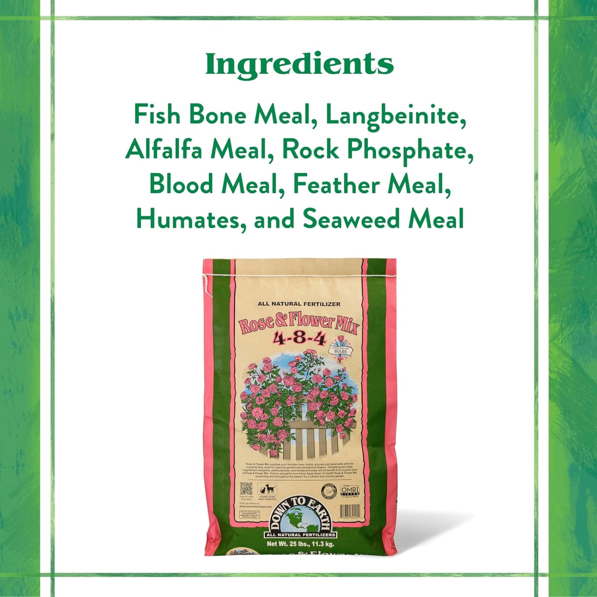 Down To Earth Rose & Flower Mix 4-8-4 Organic Plant Food, 40 lb Bag
