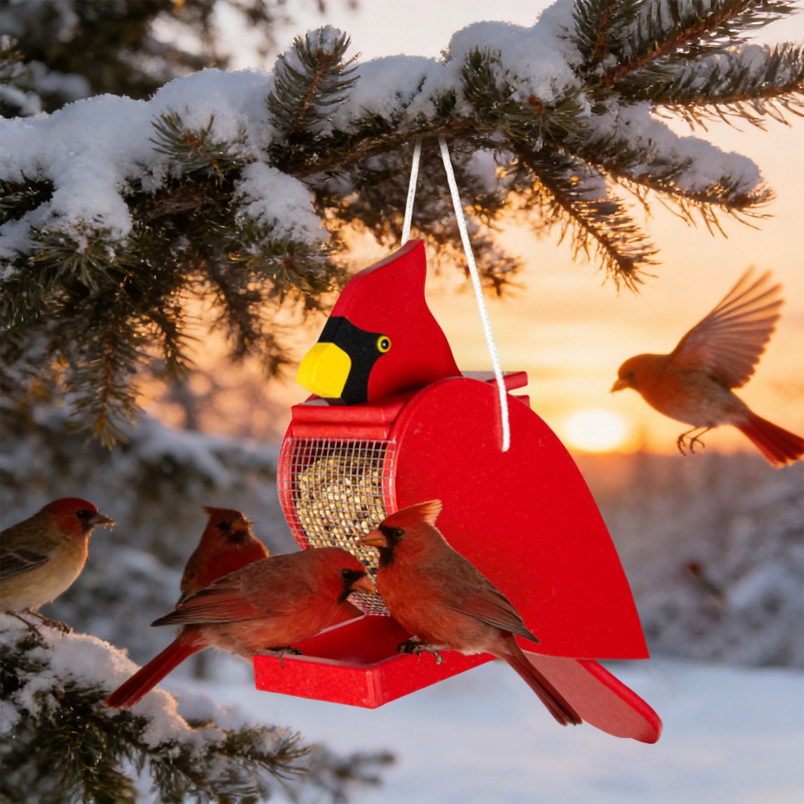 Bird Feeder Wooden Bird Shaped Bird Feeder Hanging Birdhouse for Garden Viewing Bird Feeders for Hanging Outdoor Garden Yard