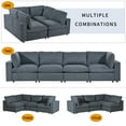 thumbnail image 6 of Harper & Bright Designs Upholstered Modular Sofa with USB Charge Ports, Wireless Charging and Built-in Bluetooth Speaker in Arm, Sectional sofa for Living Room Apartment(4-Seater), 6 of 20