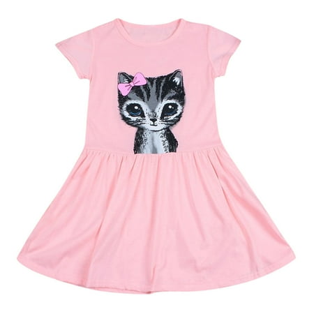 

Flower Girl Dress Sleeveless Casual Dress Solid Print Pink 120