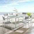 thumbnail image 2 of Side Dining Chair and Table Set, Aluminum, Metal, Steel, White Grey Gray, Modern Contemporary Urban Design, Outdoor Patio Balcony Cafe Bistro Garden Furniture Hotel Hospitality, 2 of 10