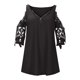 thumbnail image 4 of Fiudx Liquidación de Ofertas Flash Mujer Casual Tallas Grandesencaje Media Mangaｖ-Cuello Cremallera Ahueca Hacia Fuera Camiseta Blusa Tops, 4 of 7