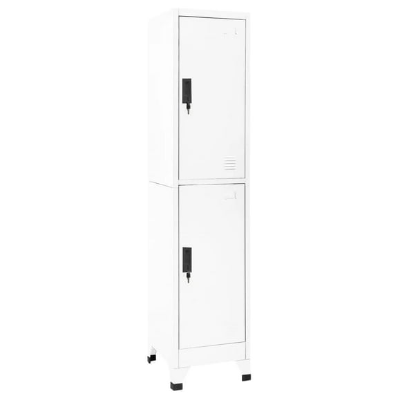vidaXL Locker Cabinet White Steel Medium Locker Cabinet Rectangular