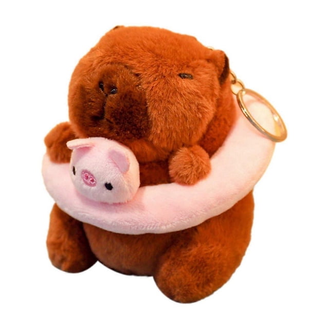 Capybara Plush Keychain Soft Toy Pendant Piggy Swimming Ring 12cm