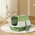 thumbnail image 5 of VAJUSO Cat Litter Box, Fully Enclosed Odor-Proof Cat Toilet, Easy-to-Clean & Splash-Proof Covered Cat Litter Pan with Scoop(Green, 13.38x19.68x12.99in), 5 of 7