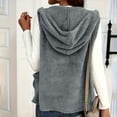thumbnail image 6 of Jalioing Fuzzy Hooded Vest for Women Open Front Solid Fleece Jacket Coat with Pocket Sleeveless Thermal Outerwear, 6 of 9
