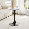 thumbnail image 4 of CQSXDA Compact Round Table, 23.6 Inch Metal Pedestal Dining Table for Small Areas and Cafes With Modern Style, Black White, 4 of 11