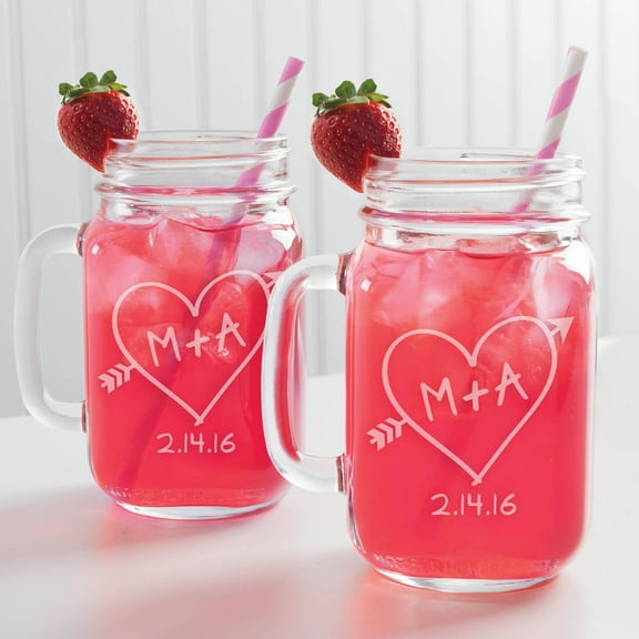 Personalized Mr. & Mrs. Mason Jar Glasses, Set of 2