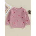 thumbnail image 3 of Hirigin Toddler Baby Girl Valentines Day Outfit Love Heart Sweet Long Sleeve Sweater T shirt Crewneck Tops Spring Fall Clothes, 3 of 7