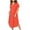 Orange, variant on Horkkom Linen Dress for Women V Neck Midi Dresses Short Sleeve Casual Dress Summer Solid Color Button Shirt Dresses