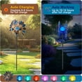 thumbnail image 4 of Wind Spinners Outdoor, 75” Metal Wind Sculptures & Spinners Garden Kinetic Art with Solar Powered Multi-Color Glass Ball Light for Yard Garden（Leaves Style）, 4 of 8