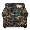 thumbnail image 2 of FKELYI Vintage Hunting Leaf Print Stretchable Armchair Slipcover 2 Pcs Couch Covers Anti-Dust Furniture Protector Washable Spandex Sofa Cover with Individual Cushion Cover, 2 of 7