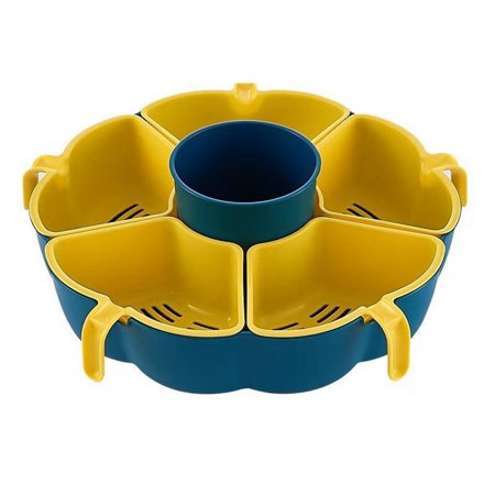 

Multifunctional Rotating Drain Basket Filter Plastic Vegetable Basket Hot Pot Storage Tray Fruit Tray Snack Tray Yellow