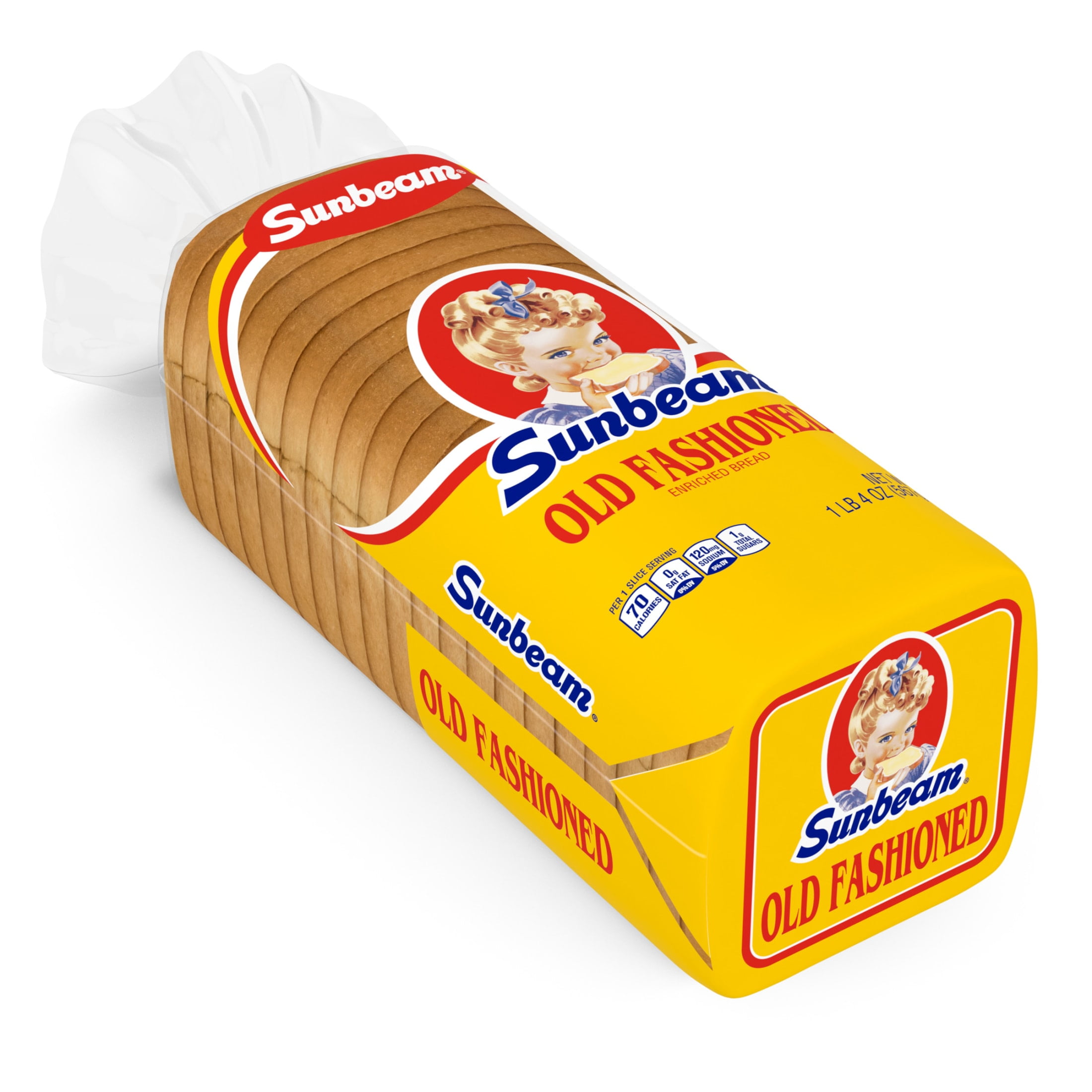 Sunbeam Old Fashioned Bread, 20 oz, Plain White Bread, Bag