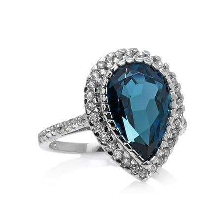 Blue Topaz Pear Ring - $275 5.57 ct London Blue & White Topaz Pear Sterling Silver Ring (sz6) NOW $65