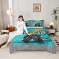thumbnail image 4 of Castle Fairy Car Flag Queen Comforter Set,Vintage Geometric Plaid Bedding Comforter Set, 4 of 8