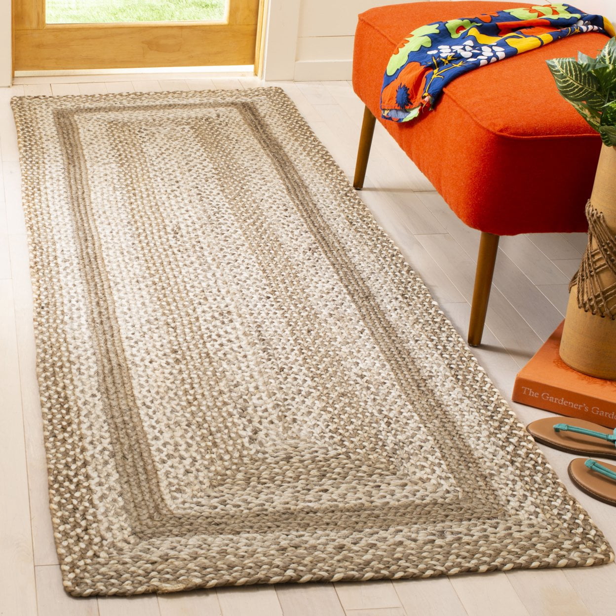 SAFAVIEH Natural Fiber Keisha Geometric Area Rug, Grey/Ivory, 9' x 12'