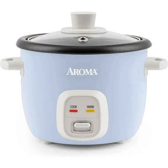 4-Cup Rice Cookers Bundle, Blue and White, One-Touch Cooking with Nonstick Pots