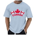 thumbnail image 3 of T Shirt Men Summer Short Sleeve Breathable Comfortable Maple Leaf Flag Pattern Mens Shirts Light Blue L, 3 of 4