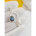 thumbnail image 4 of Natural Labradorite Pendant, Solid Sterling Silver, Pearl Pendant, Two Stone Pendant, Handmade Bezel Pendant, Blue Flashy Labradorite, Gift, 4 of 5