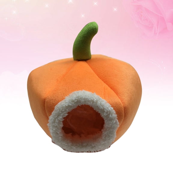 SWETRACE Orange Pumpkin Shaped Pet Bed House Cozy Warm Nest for Hamsters, Mice, and Small Animals