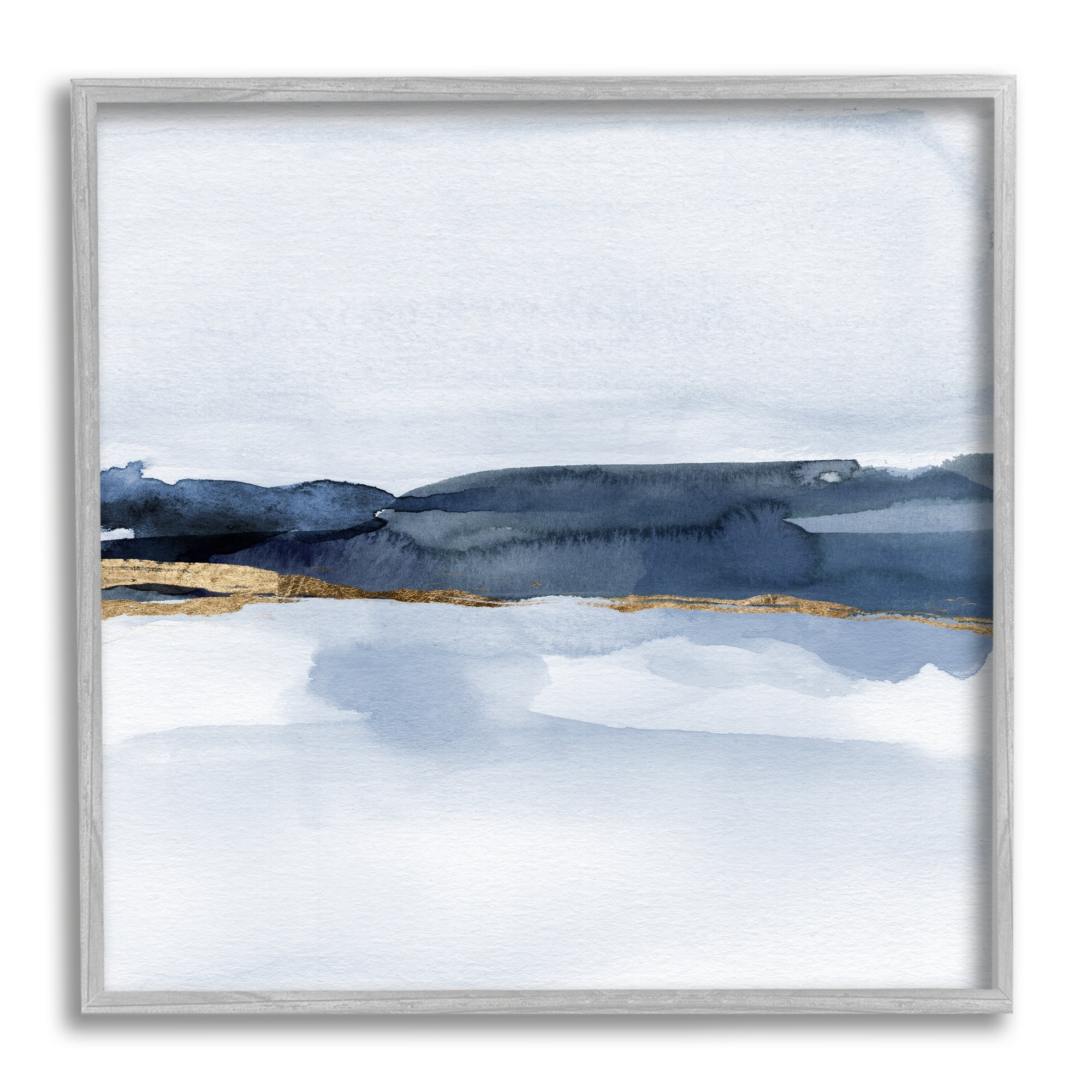 Stupell Industries Abstract Blue Distant Landscape Smooth Glam Detail Painting Gray Framed Art Print Wall Art, Design by Jacob Green