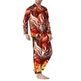 thumbnail image 2 of Daiia Red Leaf Flame Fox for Men's Long-Sleeved Pajama Set – Soft & Comfortable Sleepwear Button-Up Pajamas Cozy Lounge Wear-Large, 2 of 7