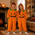 thumbnail image 2 of REDARER Kids Hooded Zip Onesie Pumpkin Face Graphic Jumpsuit with Side Pockets Halloween Trick or Treat Party Dress Up Loungewear ,150, 2 of 5