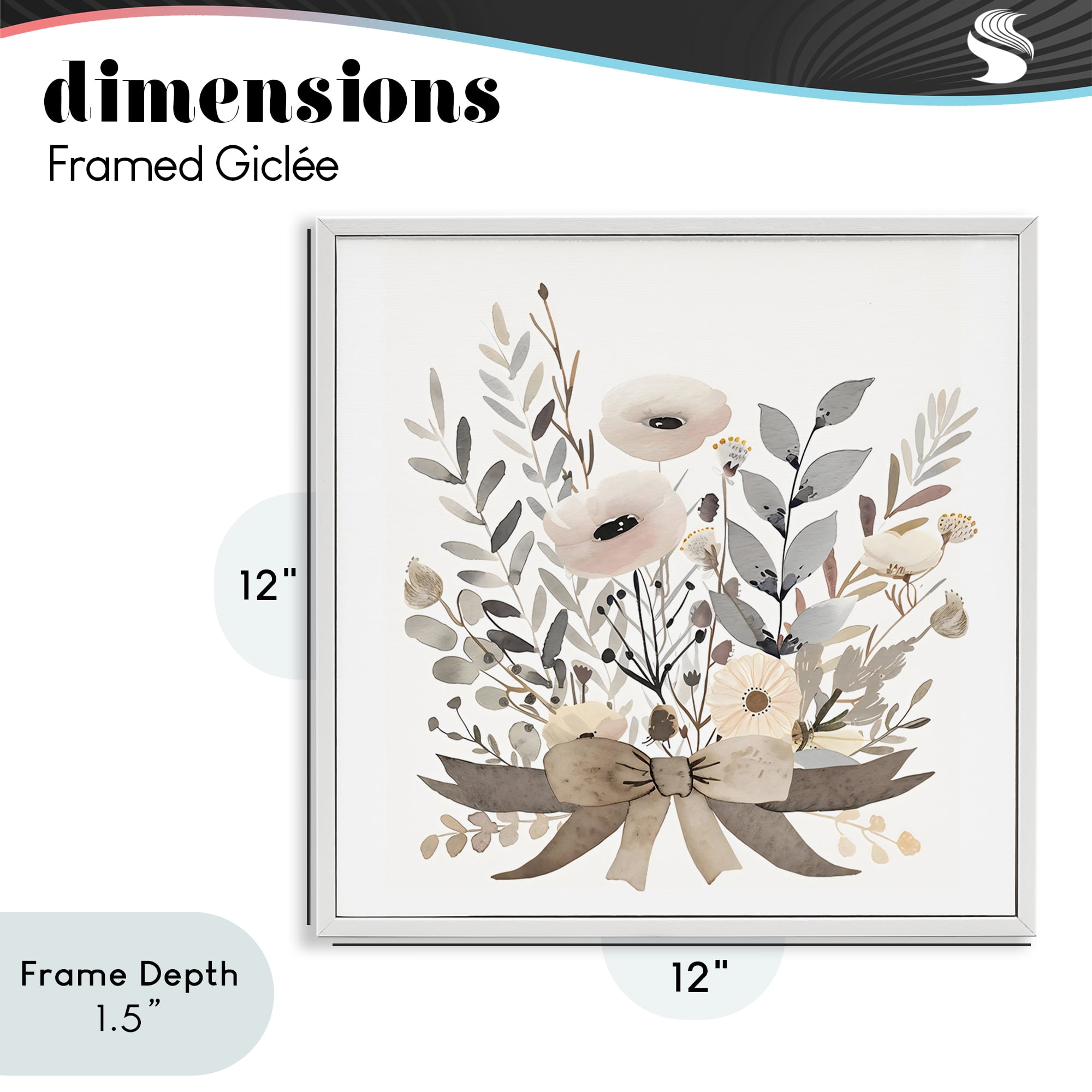 Stupell Industries Neutral Floral Bouquet Beige White Framed Giclee Art, design by Creative Studio