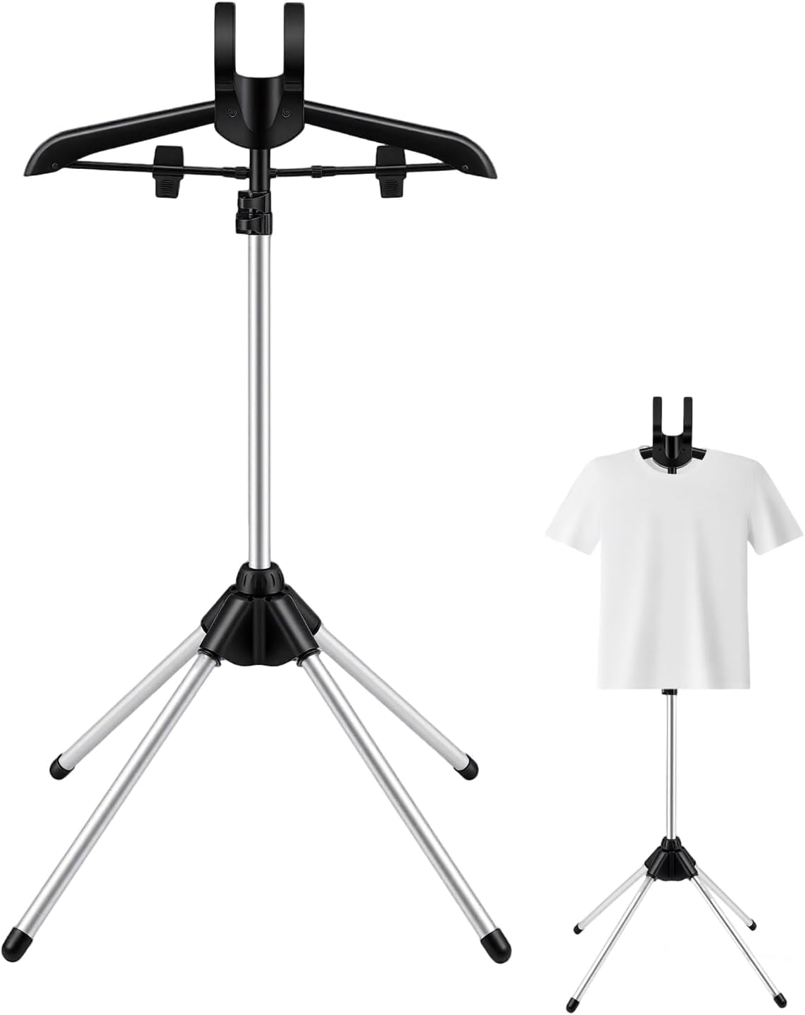 Steamer Stand for Clothes, Height Adjustable Handheld Steamer Hanger with Clips, Folding Garment Steamer Rack for Homes, Clothing Stores