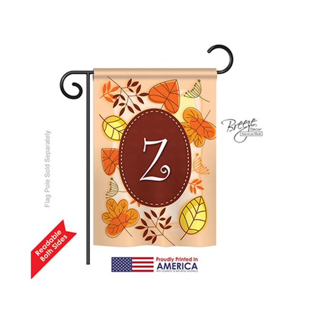 Breeze Decor 80052 Automne Z Monogramme Impression Recto-Verso Drapeau de Jardin - 13 x 18,5 Po.