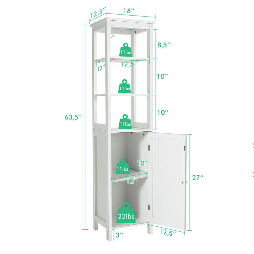 Finihen Bathroom Storage Cabinet, Bathroom Floor Cabinet, Freestanding Storage Cabinet With 3-Tier Shelf and Door, for Bathroom, Living Room, Bedroom, Kitchen, White Finihen Bathroom Storage Cabinet, Bathroom Floor Cabinet, Freestanding Storage Cabinet With 3-Tier Shelf and Door, for Bathroom, Living Room, Bedroom, Kitchen, White