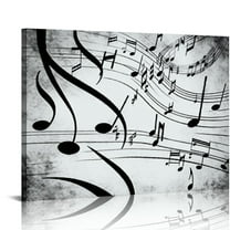 Nawypu Music Wall Art Decor Music Note Pictures Canvas Prints Beautiful Notes Beating on Staff Picture Black White Artwork Home Studio Musical Gifts Decoration Ready to Hang