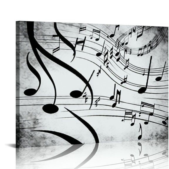 Nawypu Music Wall Art Decor Music Note Pictures Canvas Prints Beautiful Notes Beating on Staff Picture Black White Artwork Home Studio Musical Gifts Decoration Ready to Hang