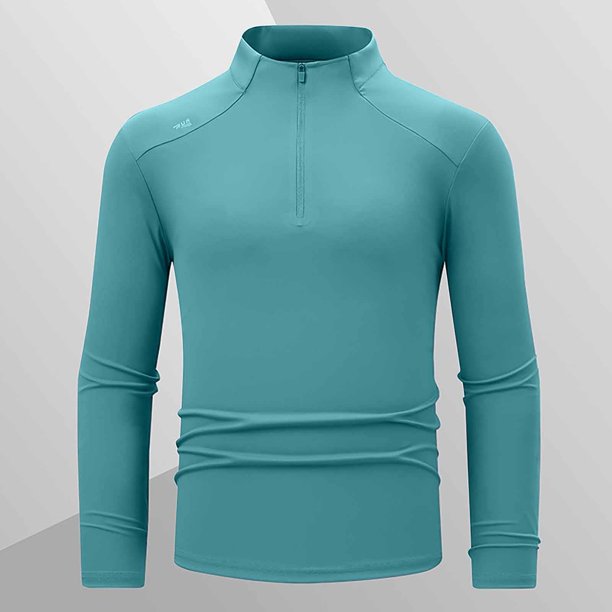 pstuiky camisa de manga larga para hombre, Blusa informal y moderna de manga larga con cremallera para hombre top de hombre xl