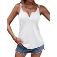 thumbnail image 3 of Xuanfei Women V Neck Solid Color Double Shouler Strap Sleeveless Tank Top, 3 of 7