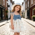 thumbnail image 7 of IFNWSV Toddler Girls Denim Dress Short Sleeve Round Neck Bowknot A-Line Summer Fashion Casual Sundress Blue 12-18 Months, 7 of 7