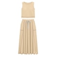 thumbnail image 5 of Women's 2 Piece Vacation Outfit Sleeveless Crop Top and Flowy Maxi Skirt Set, 5 of 8