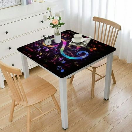 

Facannap Musical Notes Square Tablecloth Outdoor Fitted 100% Polyester Fiber 52*52