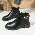 thumbnail image 3 of Chelsea Boots Women Stretch Slip on Round Toe Low Heel Ankle Booties Buckle Ankle Strap Fall Winter Casual Dress Boots, 3 of 7