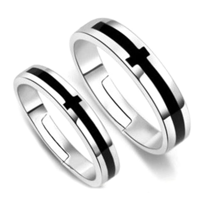 kurtrusly 2Pcs/set Men Women Couples Rings Wedding Party Crystal Letters Cuff Ring Love Matching Jewelry