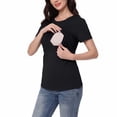 thumbnail image 2 of Frostluinai Womens Nursing Tops Short Sleeve Ribbed Breastfeeding Shirts Double Layer Maternity Shirt Crew Neck Short Sleeve Pregnancy Clothes, 2 of 7