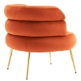 thumbnail image 6 of Royard Oaktree Velvet Accent Chair with Ottoman Upholstered Round Back Leisure Chairs with Gold Metal Legs Modern Boucle Chair and Footrest Set Single Sofa Chair for Living Room Bedroom Office， Orange, 6 of 7