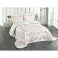 thumbnail image 3 of Ambesonne Pink Quilted Bedspread Set 3 Pcs, Zigzag Chevron Grunge, King Size, Rose Pale Pink White, 3 of 5