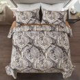 thumbnail image 7 of Quilt Set 3PCS Brown Bohemian Paisley Bedding Set Queen Size Lightweight Adult 90"x 96", 7 of 7