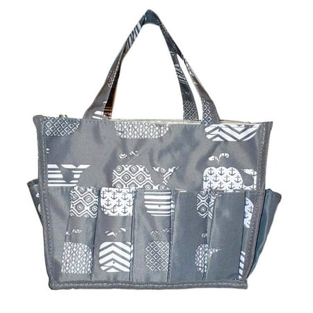 organizing tote pockets bag personalization whale outside gray