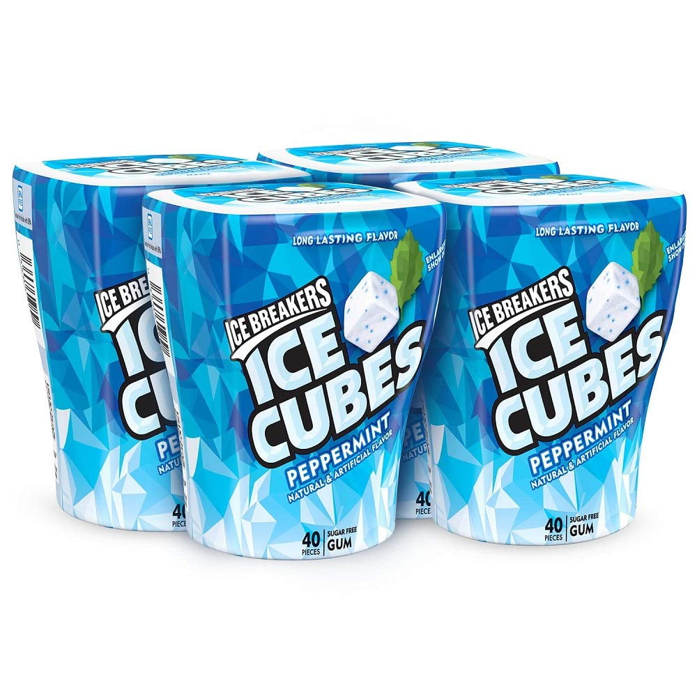 Ice Breakers Ice Cubes Gum, Peppermint, Sugar Free with Xylitol, 40